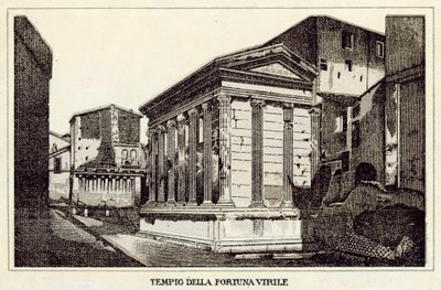 Roma: Tempio della Fortuna Virile (litografia) da Italian School