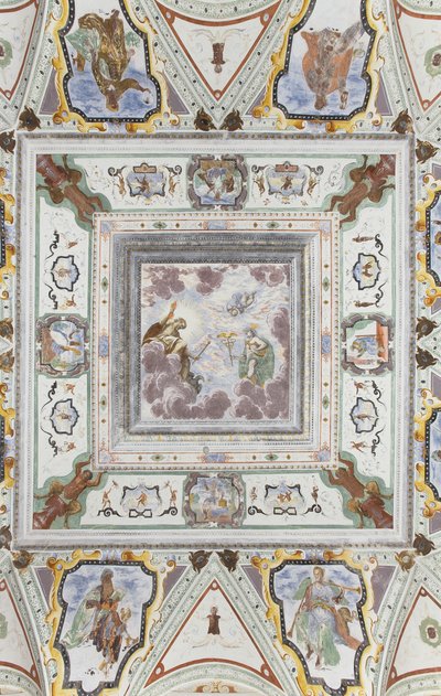 Sala di Giove e Mercurio: Giove, Mercurio e Cupido, circondati dalle quattro stagioni da Italian School