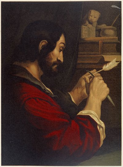 San Marco che intaglia una penna - in "Aurea Bibbia classica: storia della rivelazione divina nell