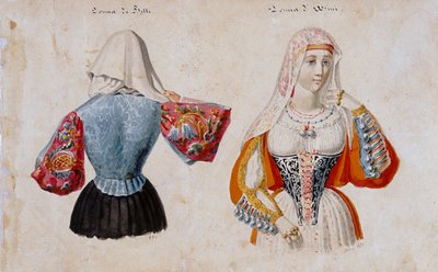 Costumi sardi di Bitti e Osini, stampa ms. 257, Collezione Cominotti da Italian School