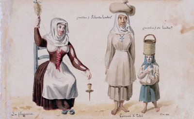 Costumi sardi da Tissi, stampa ms. 257, Collezione Cominotti da Italian School