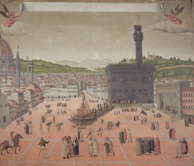 Savonarola bruciato sul rogo, Piazza della Signoria, Firenze da Italian School