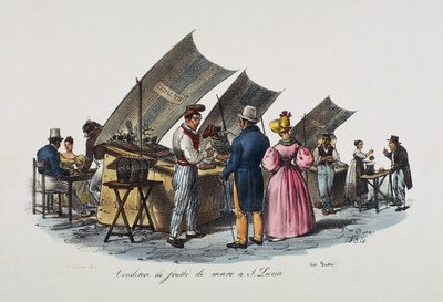 Venditore di frutti di mare a Santa Lucia, Napoli, Italia da Italian School