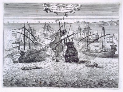 Affondamento di una nave da guerra turca, illustrazione da 