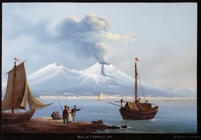 Tempesta di neve / Eruzione del Vesuvio il 2 gennaio da Italian School