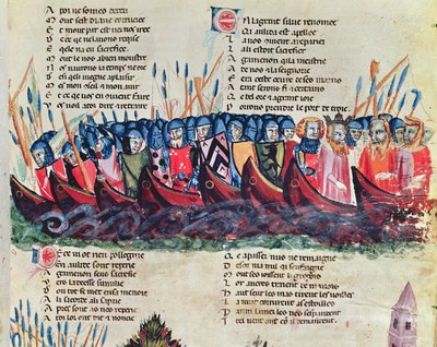 Soldati nelle loro navi, dal Codice Benito de Santa Mora da Italian School