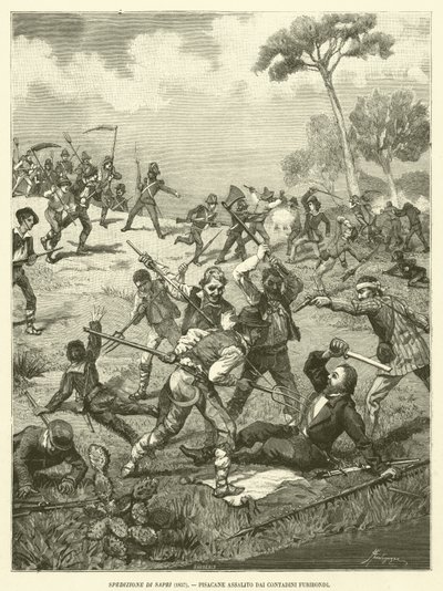 Spedizione di Sapri (1857), Pisacane assalito dai contadini furibondi da Italian School