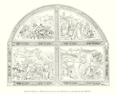 Spinello Aretino, Episodio della vita di San Benedetto, Sagrestia di San Miniato (incisione) da Italian School