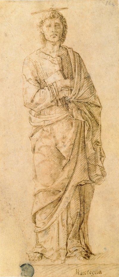San Giovanni Evangelista, attribuito a Giovanni Bellini (c.1430-1516) o Andrea Mantegna (1430-1516) da Italian School