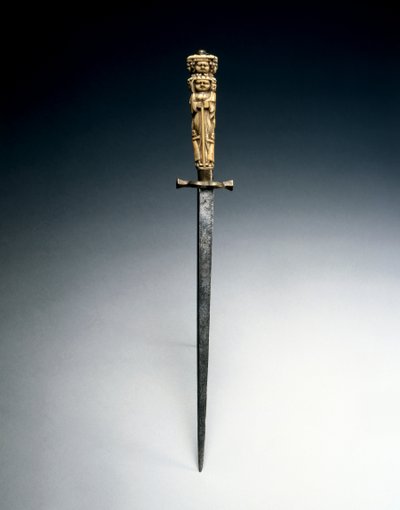 Stiletto con impugnatura a figure di Carità, Giustizia e Speranza, c.1650 da Italian School