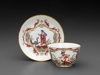 Tazza da tè e piattino, c.1755 (porcellana tenera) da Italian School