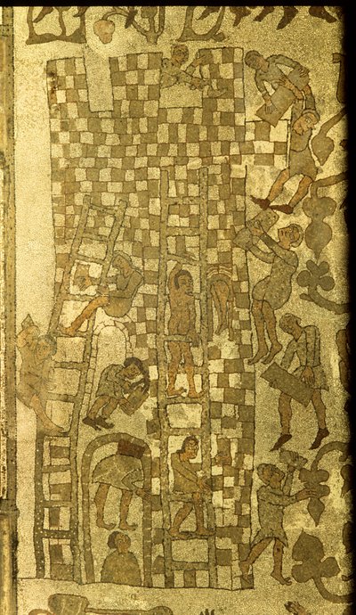 La costruzione della Torre di Babele, 1166 (mosaico) da Italian School