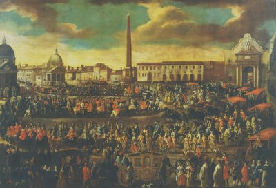 Ingresso di un ambasciatore a Roma, Piazza del Popolo da Italian School
