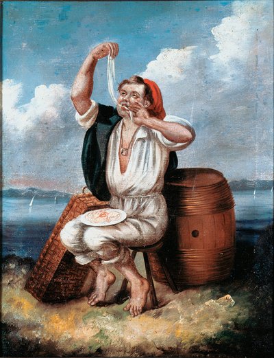 Il mangiatore di pasta, dipinto anonimo del XIX secolo da Italian School