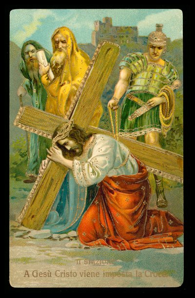 Le stazioni della Via Crucis (da un set di 14) (litografia a colori) da Italian School