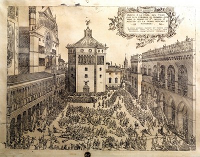 La festa del Toro nella piazza principale di Cremona da Italian School