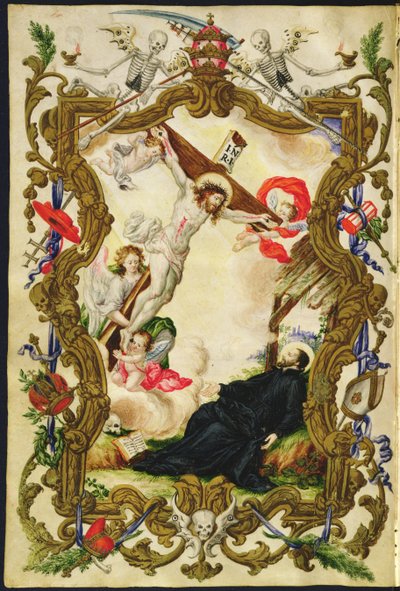 La morte del religioso, da una Mariegola della confraternita della Buona Morte, c.1712-14 da Italian School