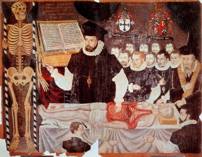 La lezione di anatomia tenuta da John Banister alla Barber Surgeons Hall da Italian School