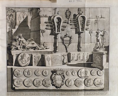 Il sistro (sistri), varie rappresentazioni da De sistris di Benedictus Bacchinius (1651-1721) da Italian School