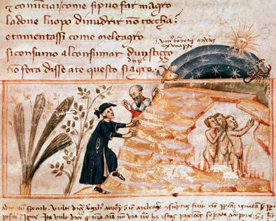 Le anime dei lussuriosi (canto 25 del Purgatorio, nella Divina Commedia) - Miniatura da Italian School