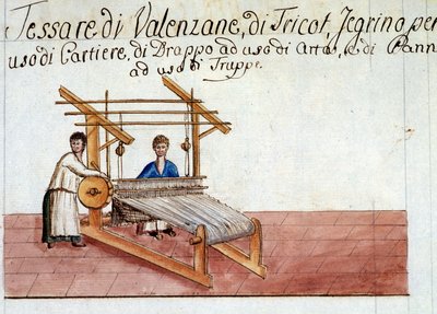 La tessitura della lana. 1807. Archivio di Stato di Milano da Italian School