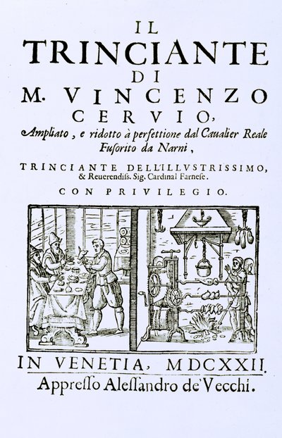 Frontespizio di un libro di cucina italiano, pub. Venezia, 1622 da Italian School