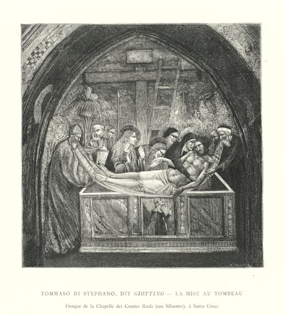 Tommaso di Stephano, detto Giottino, La Deposizione, Affresco della Cappella dei Conti Bardi, San Silvestro, a Santa Croce (incisione) da Italian School