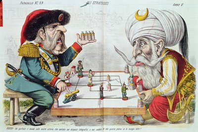 Turchia e Russia che giocano una partita di strategia, da Le Perroquet, 1877 da Italian School