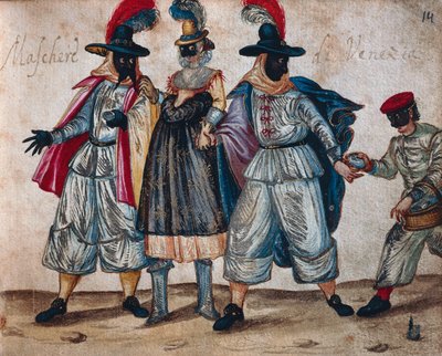 Personaggi mascherati veneziani durante il Carnevale da Italian School