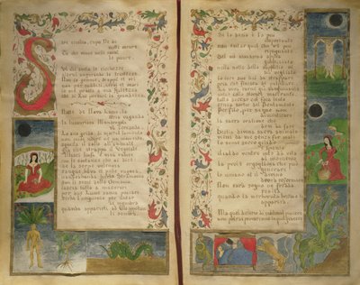 Versi e illustrazioni di bordo su come evocare il diavolo da Italian School
