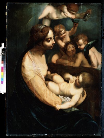 Vergine con bambino e angeli da Italian School