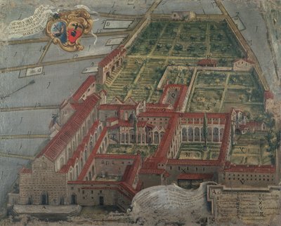 Veduta della Chiesa e del Convento di Santa Croce nel 1718 da Italian School