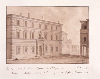 Veduta del Palazzo del Principe Eugenio a Bologna, inciso da S.A.I. dopo Busatti da Italian School