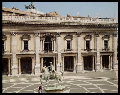 Veduta del Palazzo Nuovo e della statua equestre di Marco Aurelio (121-180 d.C.) da Italian School