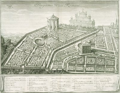 Veduta del giardino romano da Italian School