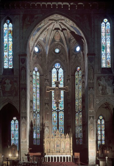 Veduta della cappella maggiore della chiesa di Santa Croce, con affresco, inizio XIV secolo da Italian School
