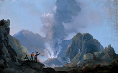 Veduta del cratere del Vesuvio nel 1829 da Italian School