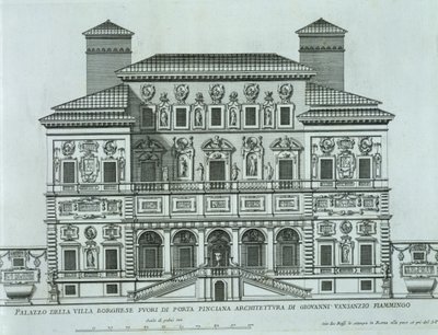 Veduta della facciata di Villa Borghese, Roma da Italian School
