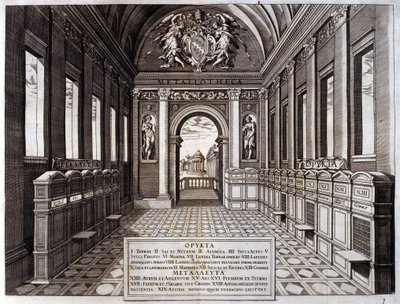 Veduta del museo di Michele Mercati (1541-1595), sovrintendente dei Giardini Botanici Vaticani. Incisione da Metallotheca... Roma 1717 - 1719 da Italian School