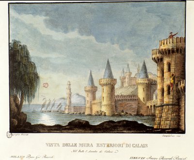 Veduta delle mura di Calais nel 1347 durante la Guerra dei Cent