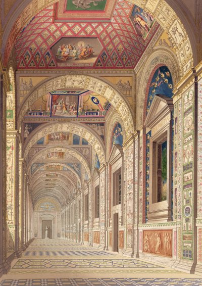 Veduta della loggia del secondo piano in Vaticano, con decorazioni di Raffaello, da Delle Loggie di Rafaele nel Vaticano, pubblicato come foglio sciolto nell