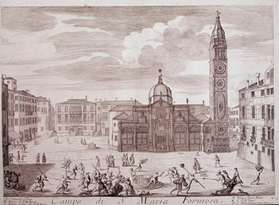 Veduta della piazza della chiesa di Santa Maria Formosa a Venezia da Italian School