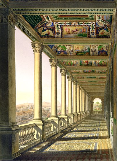 Veduta della loggia del terzo piano in Vaticano, con decorazioni di Raffaello, da Delle Loggie di Rafaele nel Vaticano, pubblicato come foglio sciolto nell