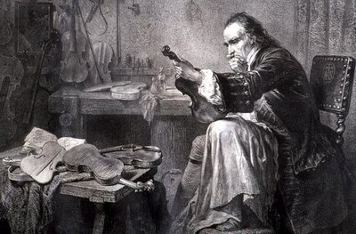 Liutaio nella sua bottega (incisione) da Italian School