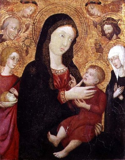 Vergine e Bambino con S. Bernardino, Sigismondo, Chiara e Crescentio, 2ª metà del XV secolo da Italian School
