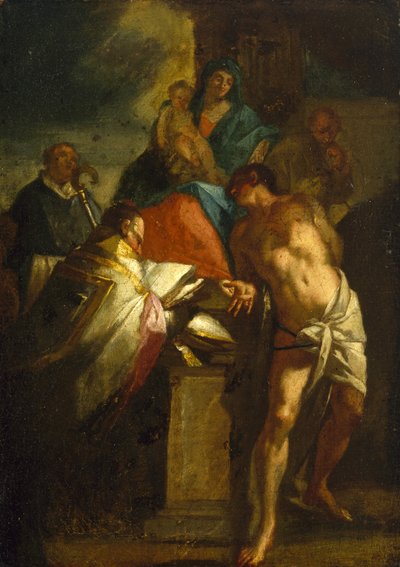 Vergine e Bambino con San Sebastiano e un Santo Vescovo da Italian School