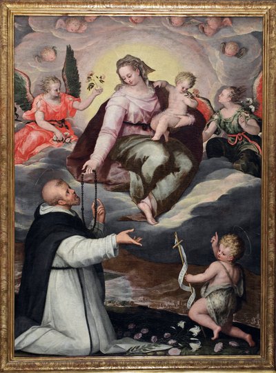 La Vergine consegna il rosario a San Domenico. Dipinto anonimo intorno al 1650 Milano, Basilica di Santa Maria delle Grazie da Italian School