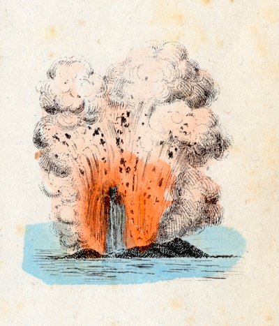 Vulcano delle Isole Eolie in eruzione da Italian School