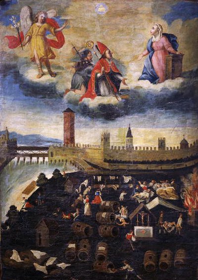 Stendardo votivo che raffigura la peste a Trento nel 1636 da Italian School