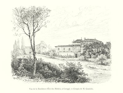 Vista della residenza estiva dei Medici, a Careggi, schizzo di M Gambillo da Italian School